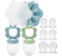 CLDY Baby Fruit Food Feeder & Mini Freezer Tray Combo, 3 Month+, Breastmilk Popsicle Freezer Molds for Baby Cooling Relief, BPA Free Silicone Feeder Fruit Pacifier for Toddler Teething Self Feeding