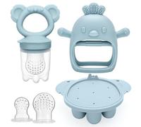 CLDY Baby Fruit Food Feeder & Mini Freezer Tray Combo, 4 Month+, Breastmilk Popsicle Freezer Molds for Baby Cooling Relief, BPA Free Silicone Feeder for Toddler Teething & Infant Self Feeding