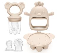 CLDY Baby Fruit Food Feeder & Mini Freezer Tray Combo, 4 Month+, Breastmilk Popsicle Freezer Molds for Baby Cooling Relief, BPA Free Silicone Feeder for Toddler Teething & Infant Self Feeding