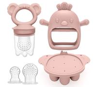 CLDY Baby Fruit Food Feeder & Mini Freezer Tray Combo, 4 Month+, Breastmilk Popsicle Freezer Molds for Baby Cooling Relief, BPA Free Silicone Feeder for Toddler Teething & Infant Self Feeding