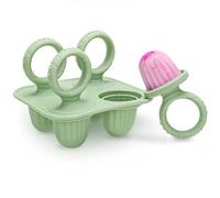 CLDY Mini BPA-Free Silicone Ice Lolly Moulds Kit for Toddlers - 4 Pcs 17ml Moulds with Reusable Sticks, Freezer & Dishwasher Safe (-40°C to 230°C), Baby Food Safe (Green)