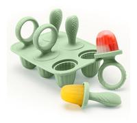 CLDY Mini BPA-Free Silicone Ice Lolly Moulds Kit for Toddlers - 6 Pcs 17ml Moulds with Reusable Sticks, Freezer & Dishwasher Safe (-40°C to 230°C), Baby Food Safe (Green)