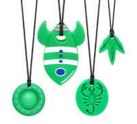 CLDY Sensory Chew Necklace for Autism & ADHD - 4 Pack Food Grade Silicone Chew Toys for Kids, BPA-Free Oral Motor Teether for Boys & Girls, Safe for Biting Needs (4 Ropes+ 4 Teethers)