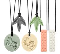 CLDY Sensory Chew Necklace for Autism & ADHD - 6 Pack Food Grade Silicone Chew Toys for Kids, BPA-Free Oral Motor Teether for Boys & Girls, Safe for Biting Needs (6 Ropes+ 6 Teethers)
