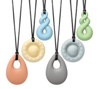 CLDY Sensory Chew Necklace for Autism & ADHD - 6 Pack Food Grade Silicone Chew Toys for Kids, BPA-Free Oral Motor Teether for Boys & Girls, Safe for Biting Needs (6 Ropes+ 6 Teethers)