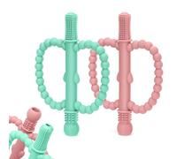 CLDY Teething Toys for Baby, BPA Free Silicone Teether for Toddler Infant | Baby Toys 3+ Months, Sensory Chew Toys, Teething Ring Are Made Of Silicone, To Stimulate And Massage Sore Gums(Green+Red)