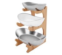 CLEADONG 3 Tier Ceramic Fruit Bowl, Large Capacity Storage Basket, Tiered Dessert Serving Plate, Tray Rack for Vegetable, Bread, Candy, Cake, Party