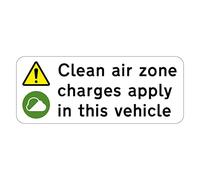 Clean Air Zone Vehicle Warning Sign, Self-Adhesive Vinyl Sticker, 200mm x 80mm (1)
