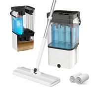 Clean and Dirty Water Separates Flat Mop and Bucket Set, Revolutionary Flat Mop System with2 Reusable Microfiber Pad, Saving Water for Hardwood Laminate Tile Floors Cleaning