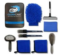 Clean Cabz®: Premium 9-Piece Car Cleaning Kit with Storage Bag - Complete Detailing Kit for Interior & Exterior - Includes Wheel Cleaner Brush, Tyre Brush Cleaner & More - Ultimate Car Washing