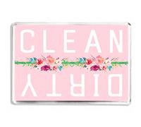 Clean/Dirty Dishwasher Magnet - Pink Floral Kitchen Accessory - Fridge Magnet - Novelty Gift