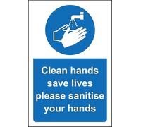 Clean Hands Save Lives Please Sanitise Your Hands Safety Sign Metal Warning Sign 8x12 inches