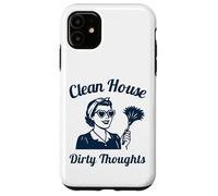 Clean House Dirty Thoughts Funny Retro Cleaning Lady Case for iPhone 11