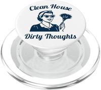 Clean House Dirty Thoughts Funny Retro Cleaning Lady PopSockets PopGrip for MagSafe