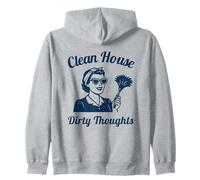 Clean House Dirty Thoughts Funny Retro Cleaning Lady Zip Hoodie