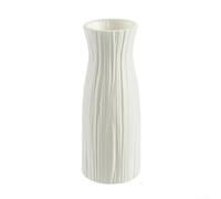 Clean Line Plastic Vase Integrated with For Pink Imitation Ceramic Pot for Minimalist Interior Themes (White)