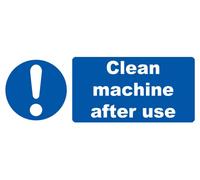 Clean Machine After Use Notice Warning Sign Self Adhesive Gloss Sticker 165mm x 65mm V2