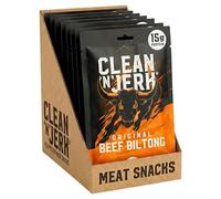 Clean 'N' Jerk Beef Biltong Original 280g - High Protein Beef Biltong Snack - Air Dried Silverside Meat Snack - Low Carb Keto Savoury Beef Snack - 10 Pack 28g Pouches