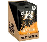 Clean 'N' Jerk Beef Jerky Original 280g - High Protein Beef Jerky Snack - Air Dried Silverside Beef Jerky Bulk Pack - Savoury Meat Snack for Gym Travel Work - 10 Pack 28g Pouches