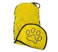 Clean Paws Chenille Microfiber Dog Towel Mitt - Super Absorbent, Quick-Drying, Washable, Double-Sided Glove for Wet Paws & Body, Durable, Odor-Free, Gently Massages & Dries (Yellow)
