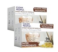 Clean People Laundry Detergent Pods - Plant-Based, Hypoallergenic Laundry Pods - Ultra Concentrated, Plastic Free, Recyclable Packaging, Stain Fighting - Sweet Petals, 192 Pack