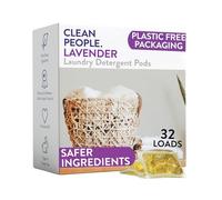 Clean People Laundry Washing Capsules - Plant-Based, Hypoallergenic Laundry Capsules - Ultra Concentrated, Plastic Free, Recyclable Packaging, Stain Fighting - Lavender, 32 Pack