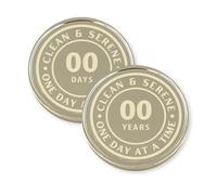 Clean & Serene - Classic: Personalised Narcotics Anonymous Chip, Custom Milestone Token, NA Sobriety Chip Gift, EDC Recovery Reminder