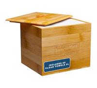 Clean Skin Club Luxe Bamboo Box with Cover & Towels XL, Face Towel, Disposable Makeup Remover Dry Wipes, Facial Wash