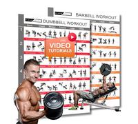 CLEAN SPORTS Dumbbell Training Poster Bundle DIN A1 - Dumbbell & Barbell Poster Set with 72 Exercises & 24 Training Plans - Muscle Building, Definition & Strength Training - Includes Video