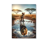 CLEAN SPORTS® Mindset is Everything - Motivational Poster - Baby Lion Sees Himself as an Adult Lion in the Mirror - Motivational Picture for Office, Sports and Your Success - Without Frame (DIN A1)