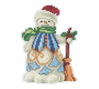 Clean Sweep Snowman Beaded Counted Cross Stitch Ornament Kit 2020 Mill Hill Jim Shore