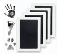 Clean Touch Ink Pad for Baby Handprints and Footprints - Inkless Infant Hand & Foot Stamp - Safe for Babies, Doesn’t Touch Skin - Perfect Family Memory or Gift - Black Standard Size [4 Pack]