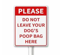 Clean up after your dog sign, Please Do Not Leave Your Dog's Poop Bag Here No Pooping Dog Signs for yard with Stake 20x30cm Sturdy Aluminum Sign Weatherproof Rust Free Easy Install