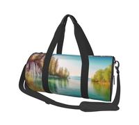 Clean Water and Lake Landscape Round Travel Duffel Bag - Large Capacity Durable Carry-On Bag for Vacation, Gym, Short Trips