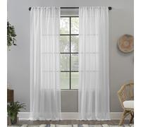 Clean Window Crushed Texture Allergy/Pet Friendly Anti-Dust Sheer Curtain Panel, 52" x 63", White