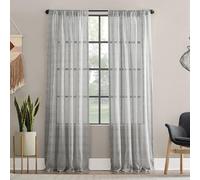 Clean Window Textured Slub Stripe Anti-Dust Allergy/Pet Friendly Sheer Curtain Panel, 52" x 63, Gray