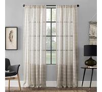 Clean Window Twill Stripe Anti-Dust Allergy/Pet Friendly Anti-Dust Sheer Curtain Panel, 52" x 63, White/Linen