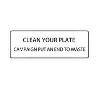 Clean Your Plate Campaign Put An End To Waste Sign, 10 X 3 Inch Acrylic Plastic Sign With Symbols, Self-Adhesive, For Restaurant, Salons, Hotel, Motel, Rest Stops, Public Restrooms