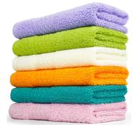 Cleanbear Cotton Wash Cloths Soft Washcloths with 6 Colors for Body and Face, 13 by 13 Inches Large Bathroom Washcloth Set Highly Absorbent Fade Resistant Face Cloths