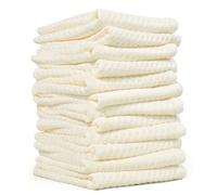 Cleanbear Wash Cloths 12 Pack, Cream Washcloths Set, 100% Cotton Waffle Weave - Fluffy, Absorbent, Quick-Drying Wash Cloths for Showering, Face, Body, and More