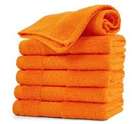 Cleanbear Washcloths Orange Face Cloths Set of 6 Large All Cotton Bathroom Wash Cloth - 13 by 13 Inches Highly Absorbent Face Towels for Fall Bathroom Decor Daily Use