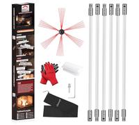 Cleancraft 20 Feet Chimney Sweep Kit, Chimney Cleaning Kit with 6 Flexible White Chimney Rods, Rotary Chimney Cleaning System Driven by Drill for Sweeping Fireplace, Chimney Cleaners with Strong Brush