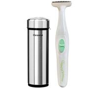 Cleancut Intimate Grooming Kit - Battery Powered Pubic Hair Trimmer and Foil Shaver Set with Protected Blades, Bikini Trimmer for Women, Electric Groin and Body Groomer, Dry Use Silver