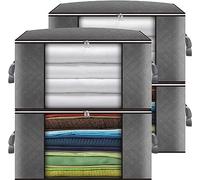 Cleaneaty Clothes Storage Bag 4Pack 90L Large Capacity Solution Organizer for Clothes, Duvets, Comforters, Blankets, Bedding with Zip and Clear Window Reinforced Handle Thick and Breathable
