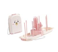 Cleaner Brush Travel Nursing Bottle with Drying Rack & Empty Baby Milk Cleaning Glass Cup Cleaning