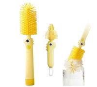 Cleaner Cleaning Essentials 2-Pack Baby Bottle Brush, Dinosaur Themed Bottle Cleaning Brush, 360° Silicone Sponge Head for Baby Bottles, Yellow