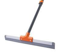 CLEANHOME 17" Rubber Floor Squeegee for Concrete, Tile, Garage & Shower - Heavy Duty, Commercial & Home Use - Adjustable Long Handle, Grey