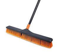 CLEANHOME 24” Push Broom Outdoor for Floor Cleaning with 65” Long Handle and Stiff Bristles, Heavy Duty Broom Brush for Shop, Deck, Garage, Concrete,Patio Sweeping Outside