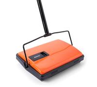 CLEANHOME Manual Carpet Sweeper for Pet Hair - Dual Brush Floor Sweeper, Lightweight Push Broom for Classroom/Rugs, Non-Electric Lint & Crumb Cleaner, Easy-Dump Dustbin, No Batteries Needed