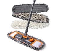 CLEANHOME Mops for Floor Cleaning with 3 Different Washable Mop Pads and Extendable 55” Long Handle, Multifunction Dust Mop for Hardwood,Marble,Tile Floor Mopping